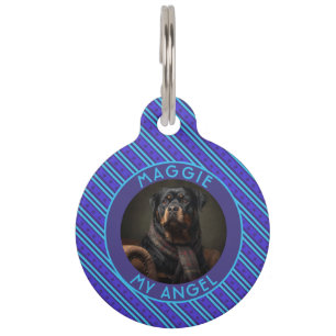 Classic Custom Cat Lover Present Stripes Motif Pet ID Tag