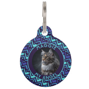 Classic Custom Cat Owner Gift Herringbone Pet ID Tag