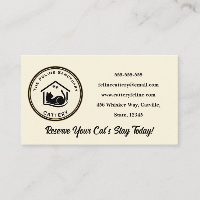 Classic Custom Cattery Business Card  (Front)