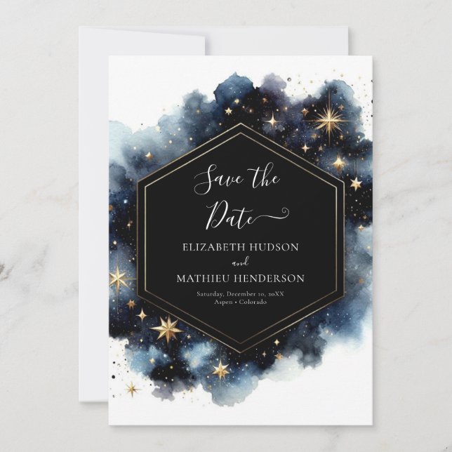 Classic Custom Celestial Wedding Save The Date (Front)
