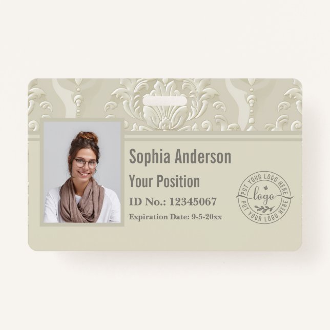 Classic Custom Employee Photo Company QR Code  Badge (Front)