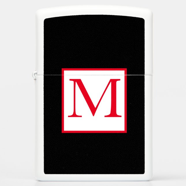 CLASSIC CUSTOM INITIAL BLACK WHITE Zippo Lighter (Front)