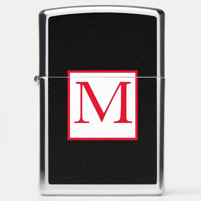 CLASSIC CUSTOM INITIAL BLACK WHITE Zippo Lighter (Front)