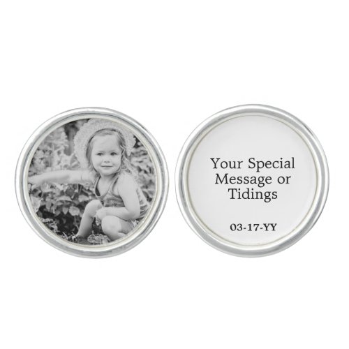Classic Custom Message Father of the Bride Photo Cufflinks
