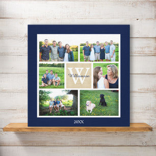 Classic Custom Monogram Family Photo Collage Canvas Print