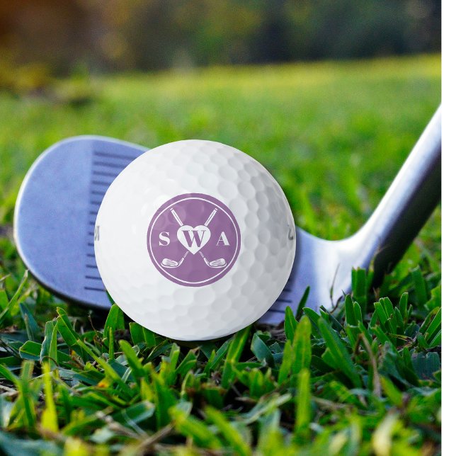 Classic Custom Monogram Golf Club Heart | Purple Balls (Creator Uploaded)