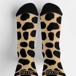 Classic Custom Name Cheetah Animal Print Pattern Socks