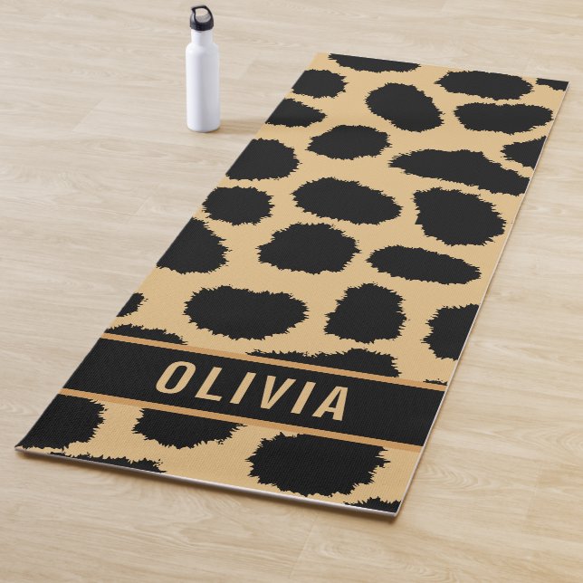 Classic Custom Name Cheetah Animal Print Pattern Yoga Mat (In Situ)