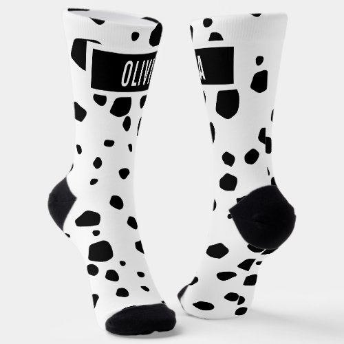 Classic Custom Name Dalmatian Animal Print Pattern Socks