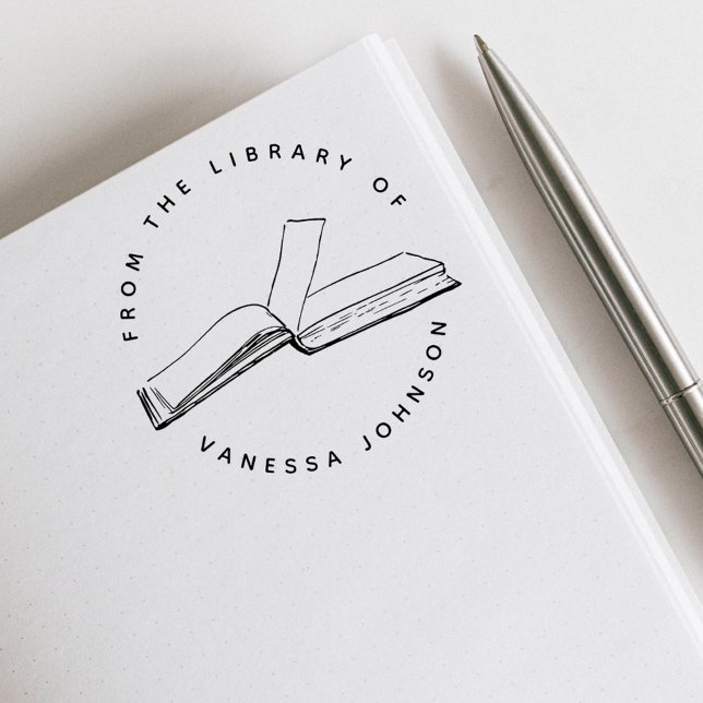 Classic Custom Name From The Library Of Book Self-inking Stamp (Classic Simple Minimal Custom Name From The Library Of Book Self-inking Stamp)