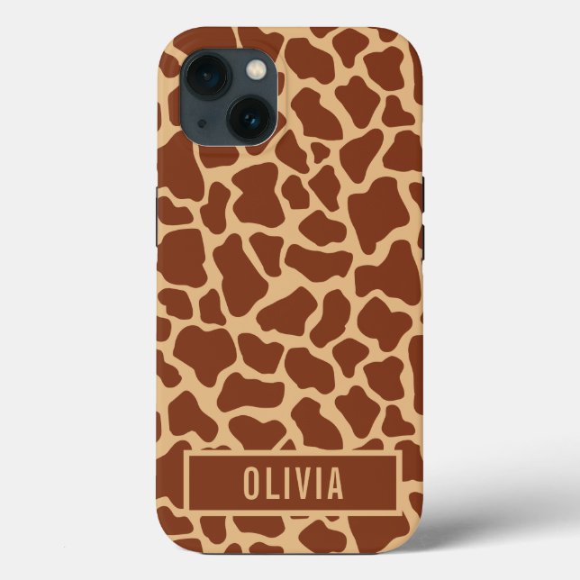 Classic Custom Name Giraffe Animal Print Pattern Case-Mate iPhone Case (Back)
