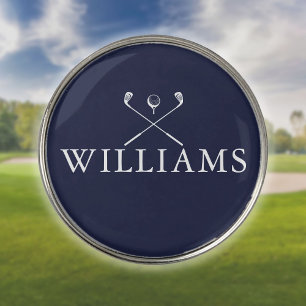 Classic Custom Name Golf Clubs Navy Blue Golf Ball Marker