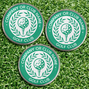 Classic Custom Name Green White Set Golf Ball Marker