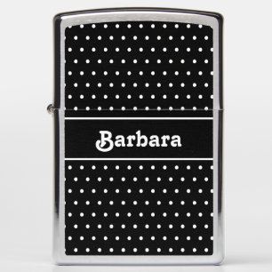 Classic Custom Name Polka Dot Black and White Zippo Lighter