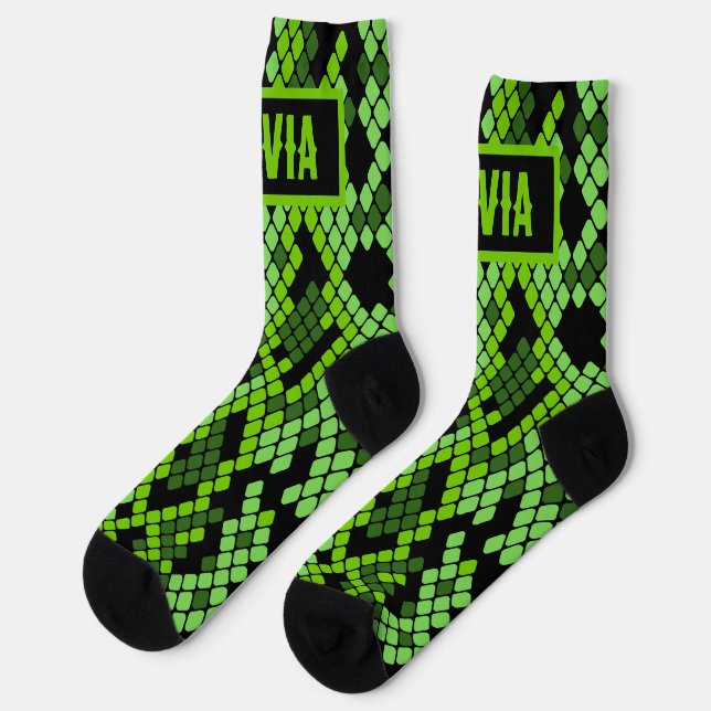 Classic Custom Name Snake Animal Print Pattern  Socks (Left)