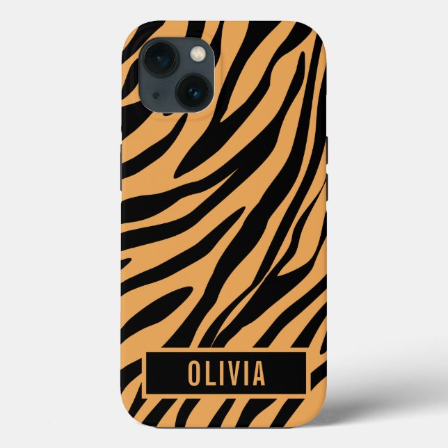 Classic Custom Name Tiger Animal Print Pattern Case-Mate iPhone Case (Back)