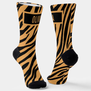Classic Custom Name Tiger Animal Print Pattern Socks