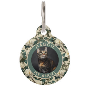 Classic Custom Pet Lover Gift Gerdenias Floral ID Tag