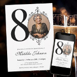 Classic Custom Photo Black and White 80th Birthday Invitation<br><div class="desc">Classic Custom Photo Black and White 80th Birthday Invitation. Embark on a journey of timeless celebration with our Classic Black and White milestone birthday invitation. The design exudes sophistication with a vintage flourish, blending classic charm seamlessly. Your cherished memories take center stage with the custom photo feature, adding a personal...</div>