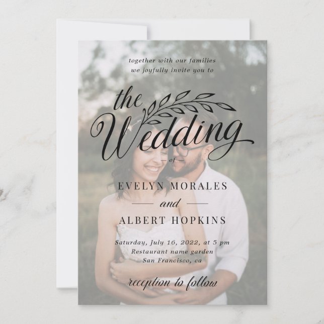 Classic Custom Photo Vintage Rustic Script Wedding Invitation (Front)