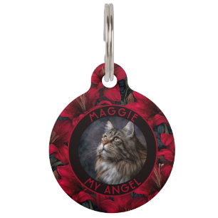 Classic Custom Puppy Gift Lilies Motif Pet ID Tag