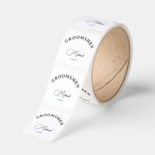 Classic Custom Script Groomsmen Roll of Square Sticker