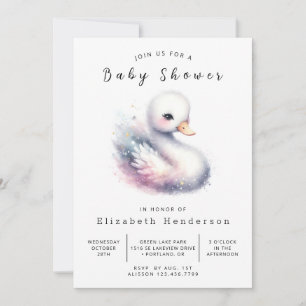 Classic Custom Swan Baby Shower Invitation
