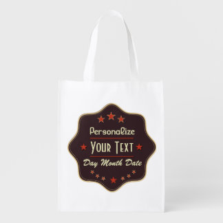 Classic Custom Text Retro Label Grocery Bag