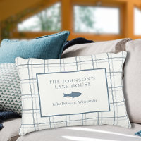 Classic Customizable Plaid Lake House Blue Fish
