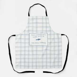 Classic Customizable Plaid Lake House Blue Fish