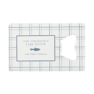Classic Customizable Plaid Lake House Blue Fish