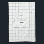 Classic Customizable Plaid Lake House Blue Fish Kitchen Towel<br><div class="desc">Embrace the spirit of lake living with the Lake House Collection, a curated selection of home decor items featuring the serene plaid pattern and iconic fish emblem that pay homage to life at the lake. From plush throw pillows and blankets to personalized wall hangings and table linens, each piece in...</div>