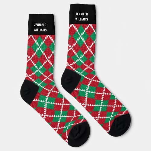 Classic Customized Argyle Christmas Socks