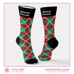 Classic Customized Argyle Christmas Socks