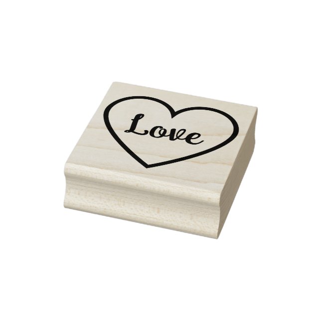Classic Cute Chic Love Heart Outline Rubber Stamp (Stamp)