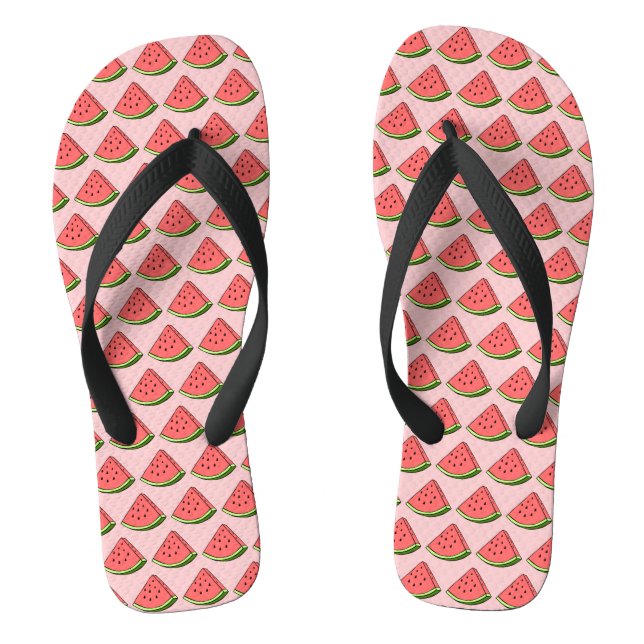 Classic Cute Chic Pink Watermelon Slice Pattern  Flip Flops (Footbed)