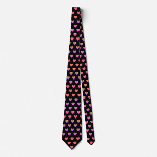 Classic Cute Chic Rainbow Ombre Hearts Black  Neck Tie