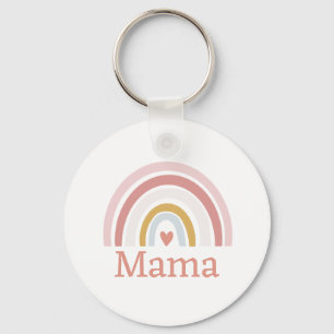 Classic Cute Custom Name Pink Rainbow  Keychain