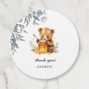 Classic Cute floral Watercolor Bear Honey Favor Tags