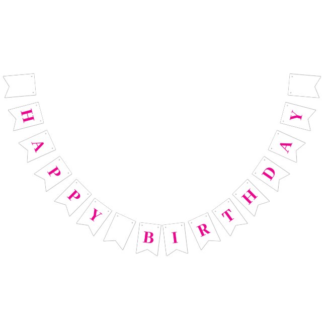 Classic Cute Hot Pink Happy Birthday Message Bunting Flags (All)