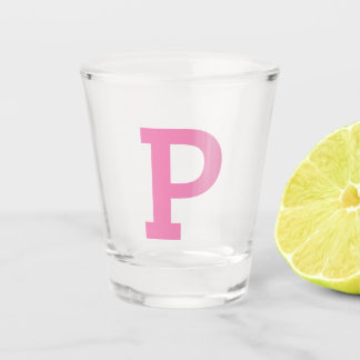Classic Cute Initial Letter Pink Shot Glass