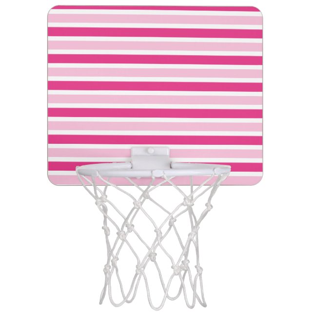 Classic Cute Preppy Pink and White Stripes  Mini Basketball Hoop (Front)