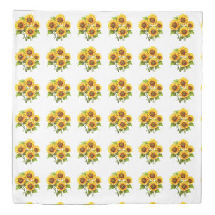 Classic Cute Rustic Boho Sunflower Pattern Duvet Cover
