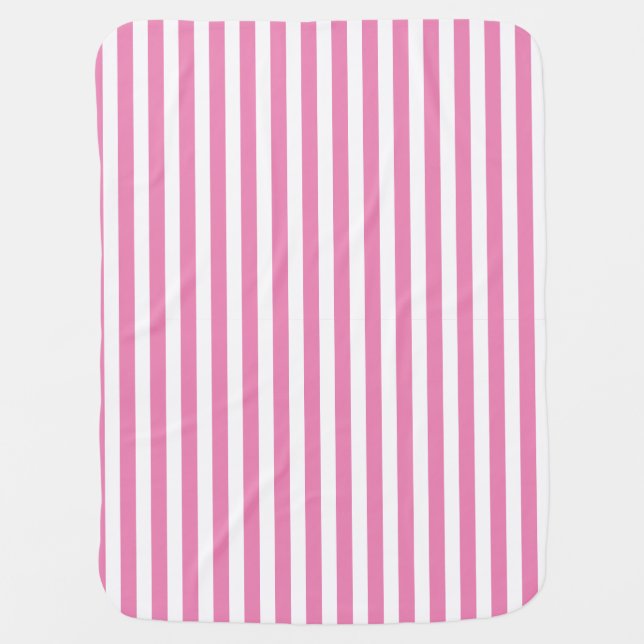 Classic Cute Stylish Pink and White Striped Baby Blanket (Front)