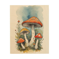 Classic Cute Watercolor Mushrooms Toadstools