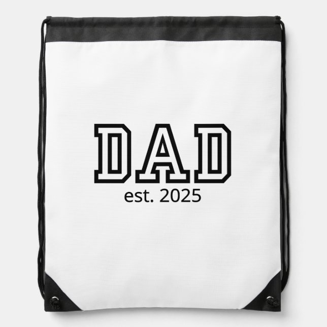 Classic Dad Established Custom Year New Father Drawstring Bag (Front)
