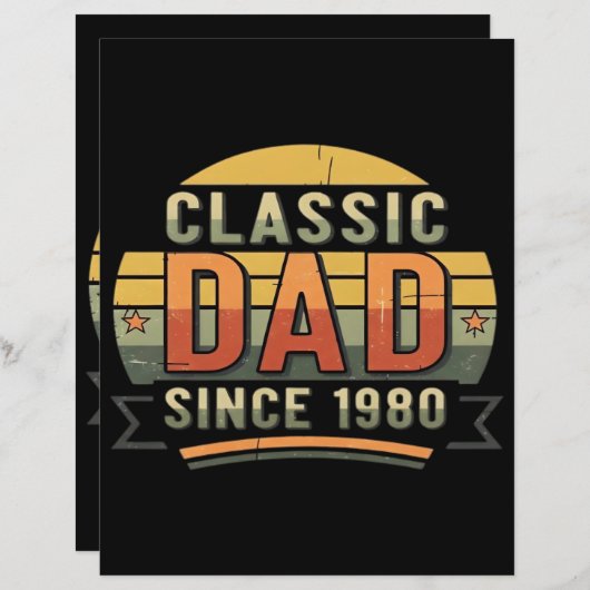 Classic Dad Since 1980  Vintage Retro  (Front/Back)