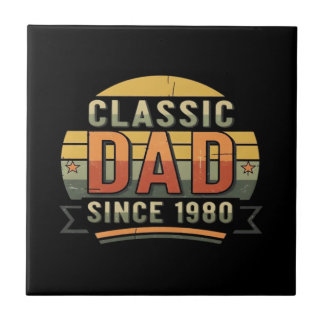 Classic Dad Since 1980  Vintage Retro  Ceramic Tile