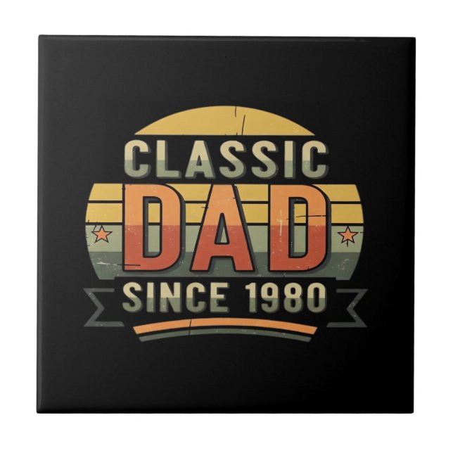 Classic Dad Since 1980  Vintage Retro  Ceramic Tile (Front)