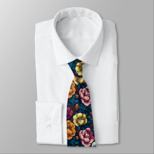 Classic Dads Fathers Day Gifts Peonies Floral Neck Tie